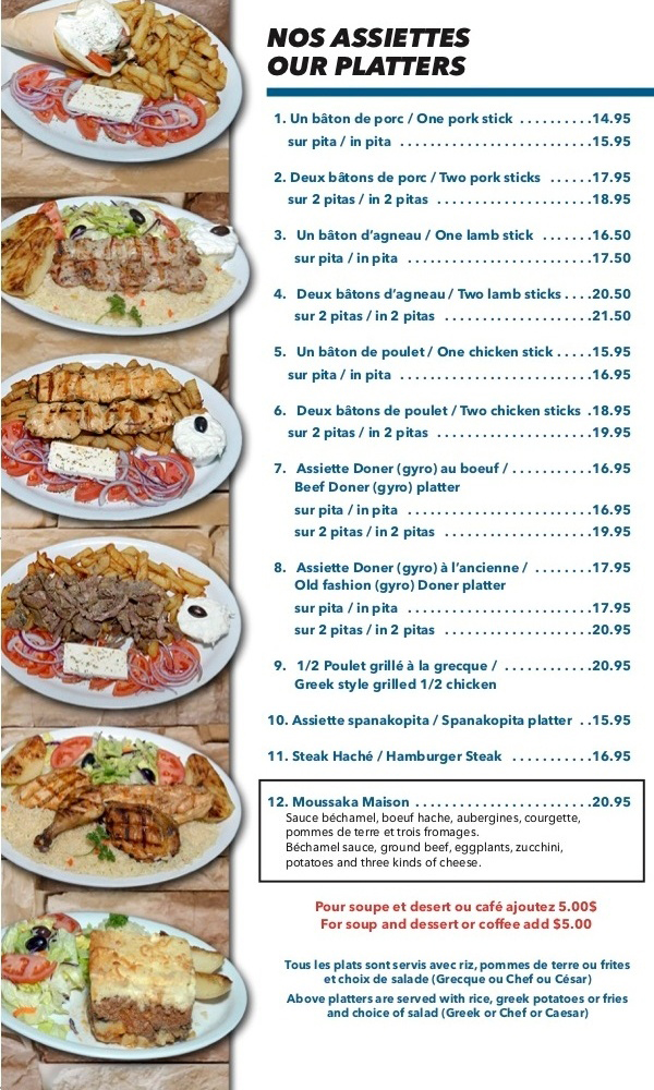 Nos assiettes - Our platters